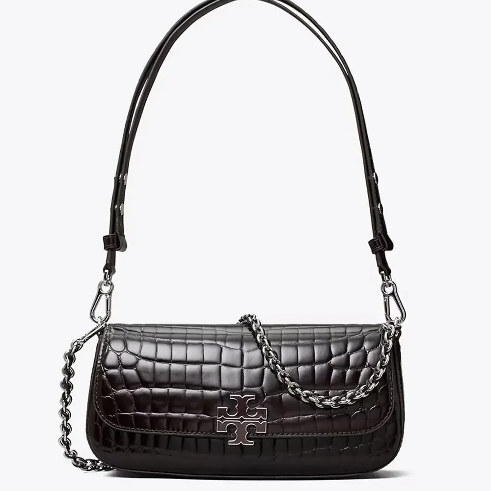 New‼️Tory Burch Britten Shiny Embossed Convertible Crossbody 182419 $645